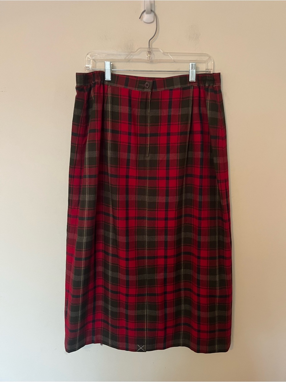 Vintage Tabi Tartan Plaid Blanket Wrap Fringe Midi Skirt Size 16 - Picture 5 of 11